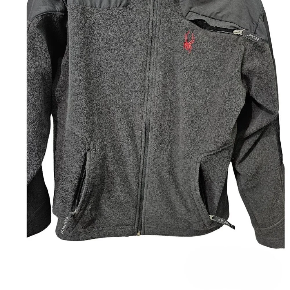 SPYDER Full Zip Fleece Black And Red Shell Jacket